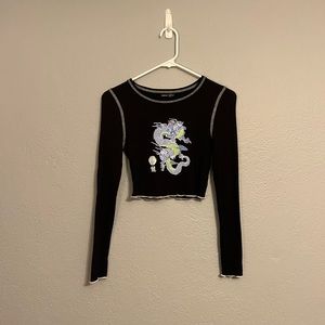 Long Sleeve Crop Top Snake Black Green Blue White XS